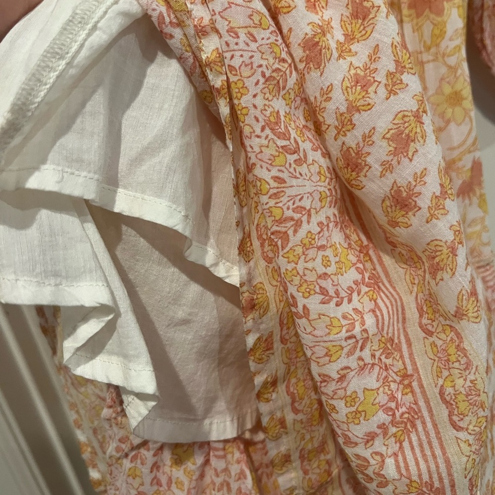 New Billabong Boho Yellow and Orange Floral Cream Bow Maxi Dress - Picture 8 of 12